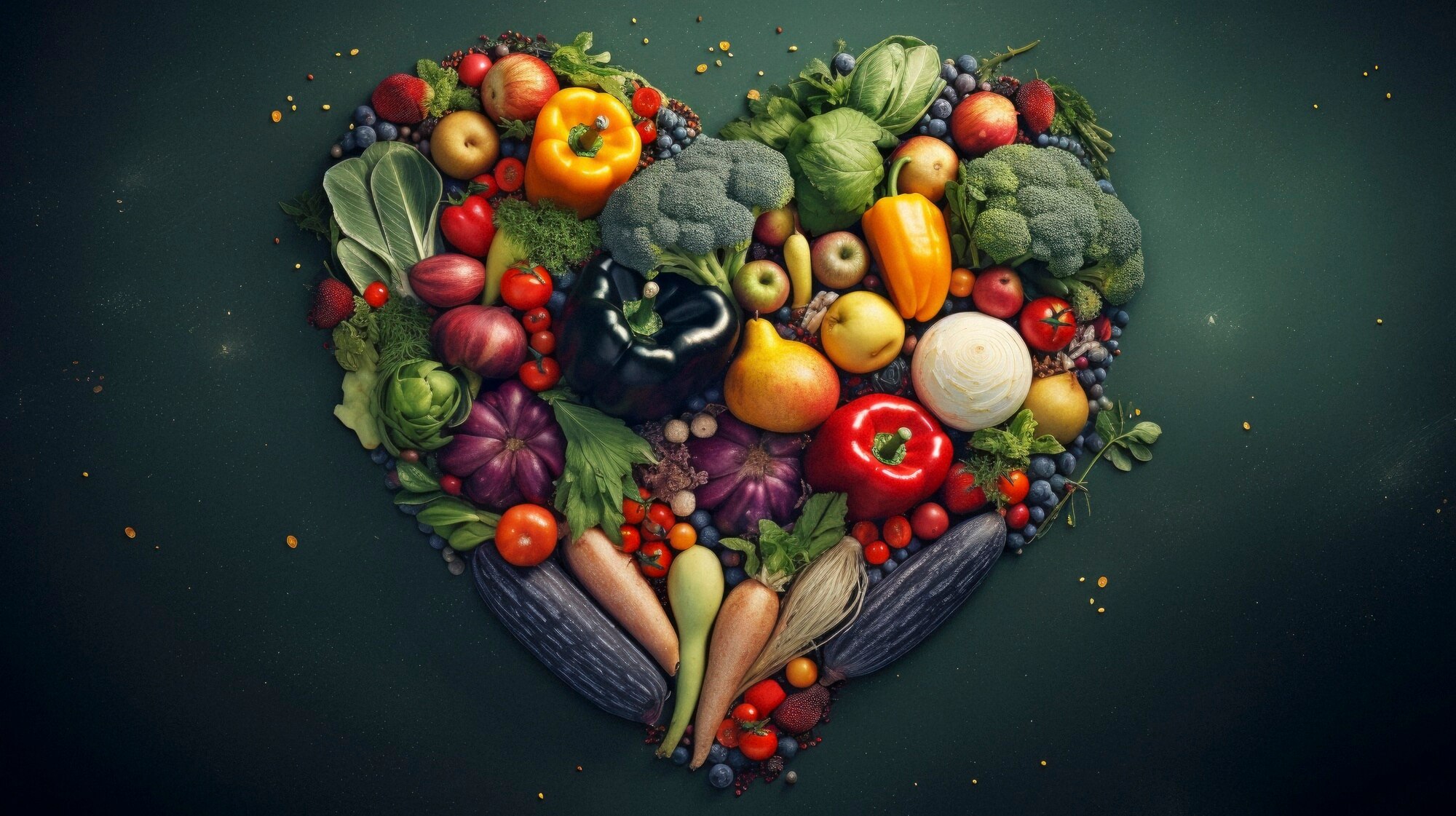 Cocina saludable con ingredientes frescos y naturales para el corazón